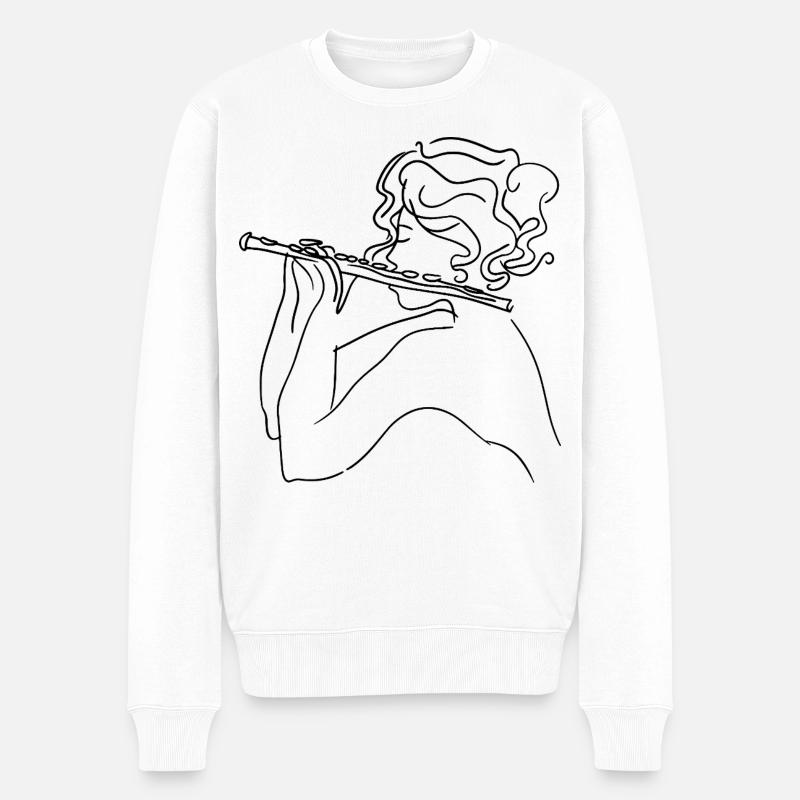 Flötenmädchen Skizze - Männer Premium Bio Pullover - Weiß