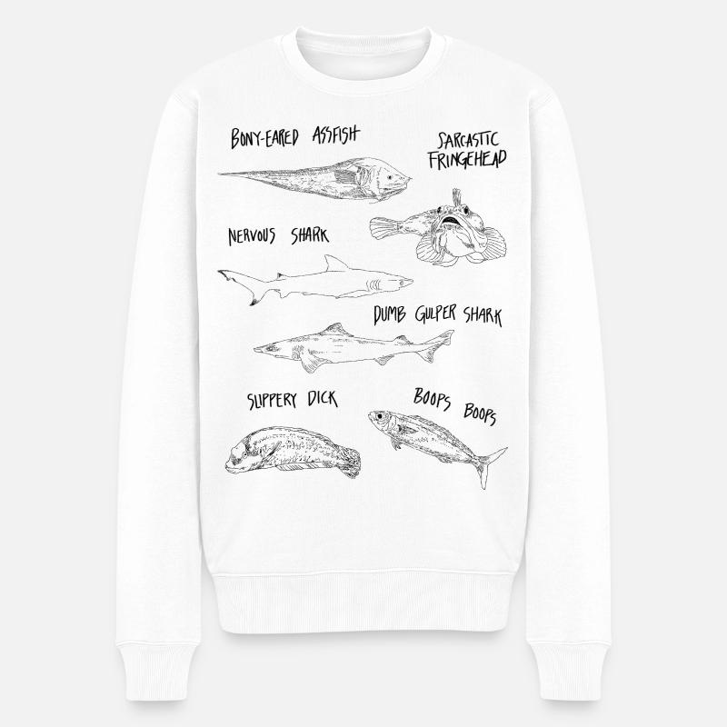 DRÔLE de POISSON - Pull Premium bio Homme - blanc