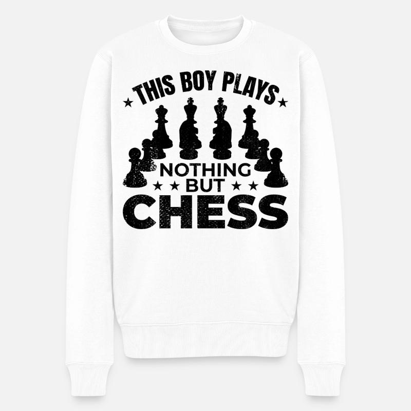 Dieser Junge spielt nichts als Schach - Männer Premium Bio Pullover - Weiß