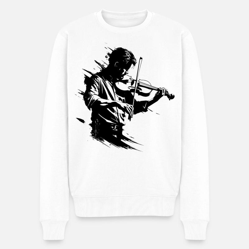 Geigenspieler - Männer Premium Bio Pullover - Weiß