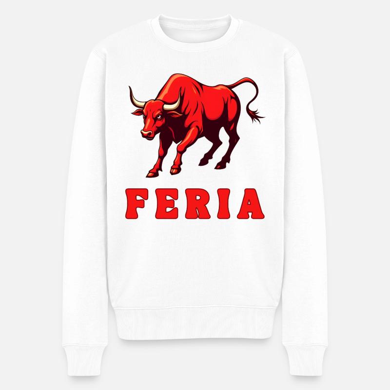 FERIA - Männer Premium Bio Pullover - Weiß