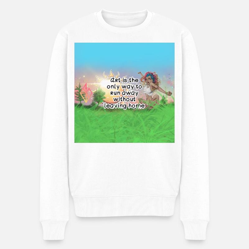 Kunst als Flucht Inspirierendes Design - Männer Premium Bio Pullover - Weiß