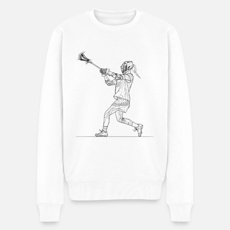 Lacrosse Spielerin Skizze - Männer Premium Bio Pullover - Weiß