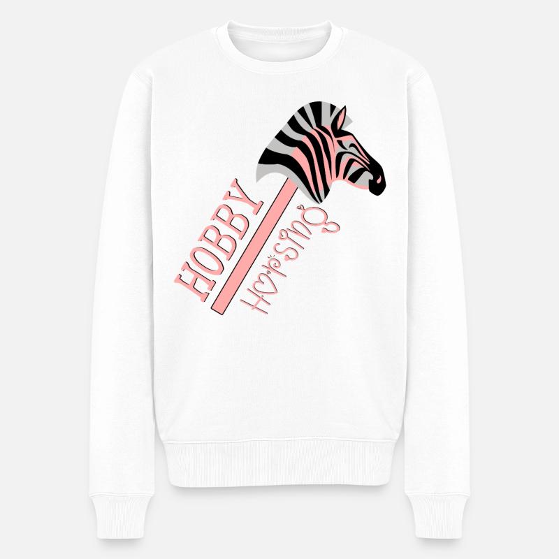 HOBBY HORSING PFERDE - ZEBRA - Männer Premium Bio Pullover - Weiß