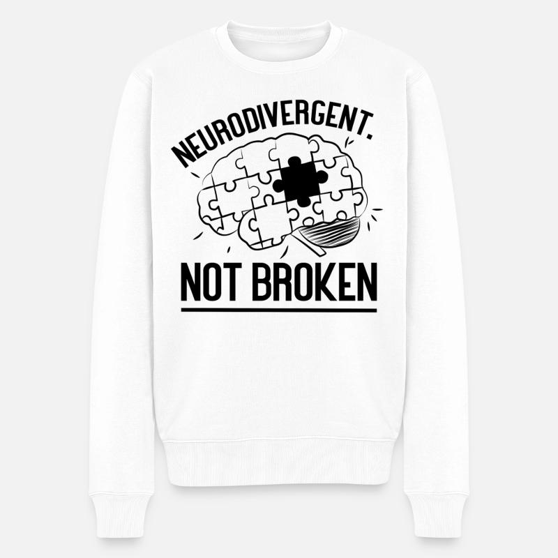 Neurodivergent. Pas cassé - Pull Premium bio Homme - blanc