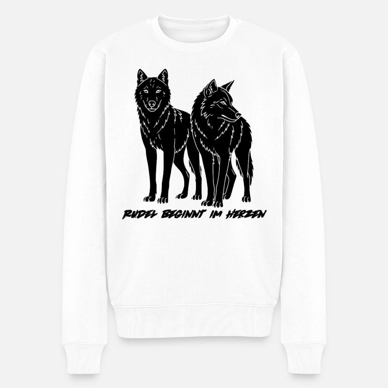 RUDEL BEGINNT IM HERZEN - Männer Premium Bio Pullover - Weiß