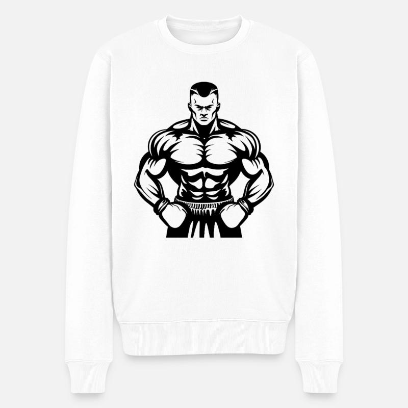 Dessin de boxeur - Pull Premium bio Homme - blanc