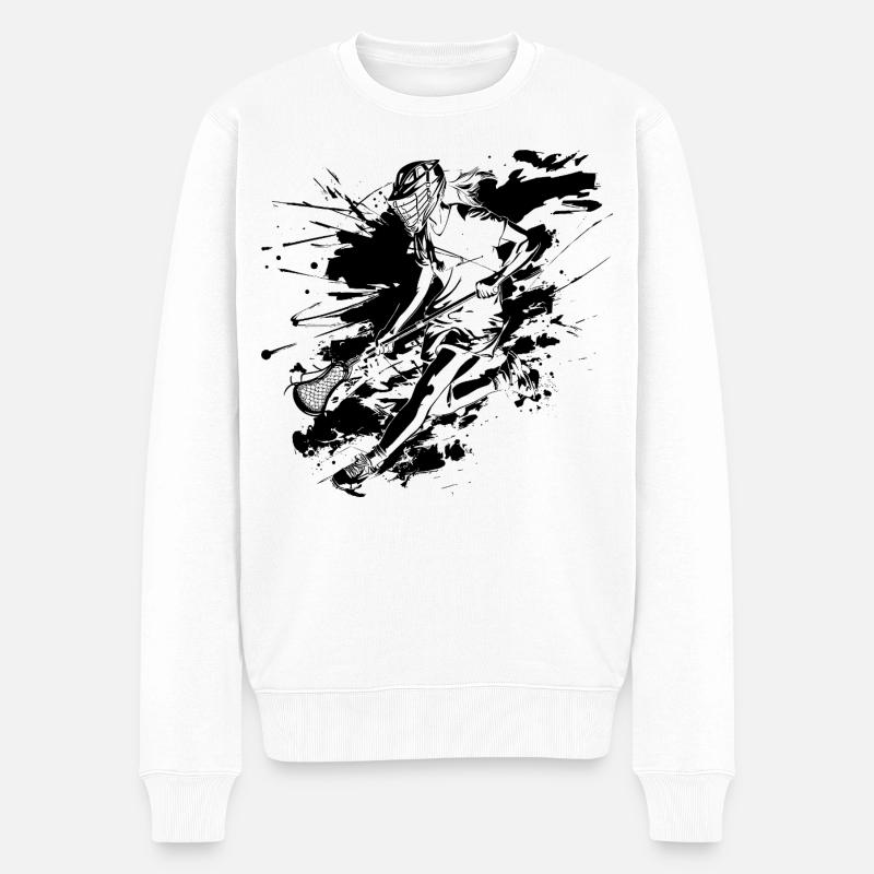 Graffiti d’un joueur de crosse - Pull Premium bio Homme - blanc