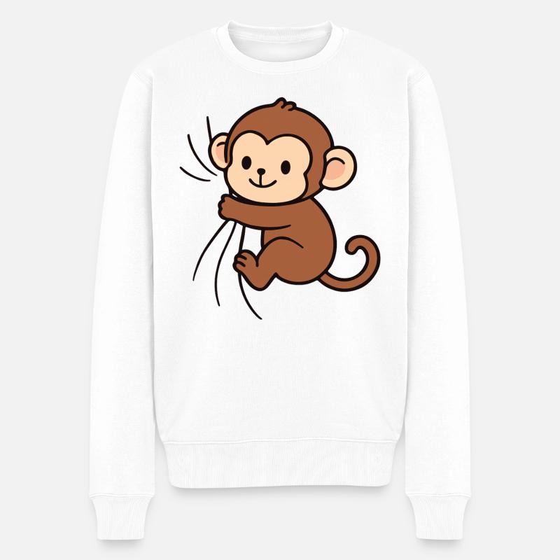 Liebes kleines Äffchen - Männer Premium Bio Pullover - Weiß