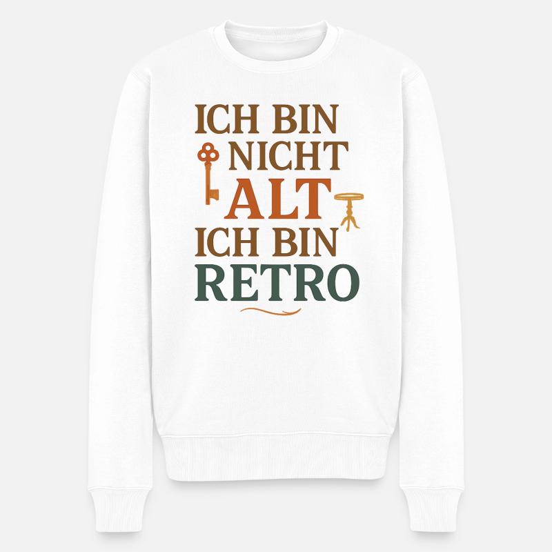 Ich bin nicht alt Retro - Männer Premium Bio Pullover - Weiß