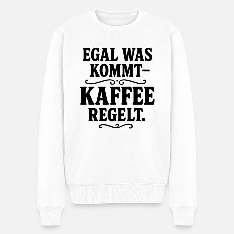 Kaffee regelt - Männer Premium Bio Pullover - Weiß