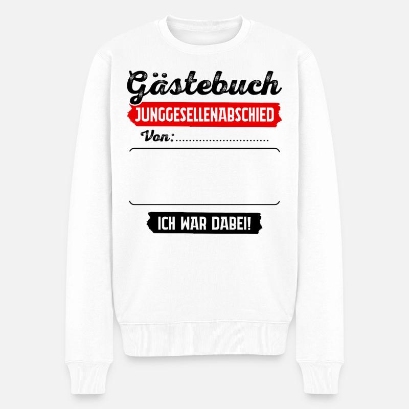 Gästebuch Junggesellenabschied Bräutigam JGA Braut - Männer Premium Bio Pullover - Weiß