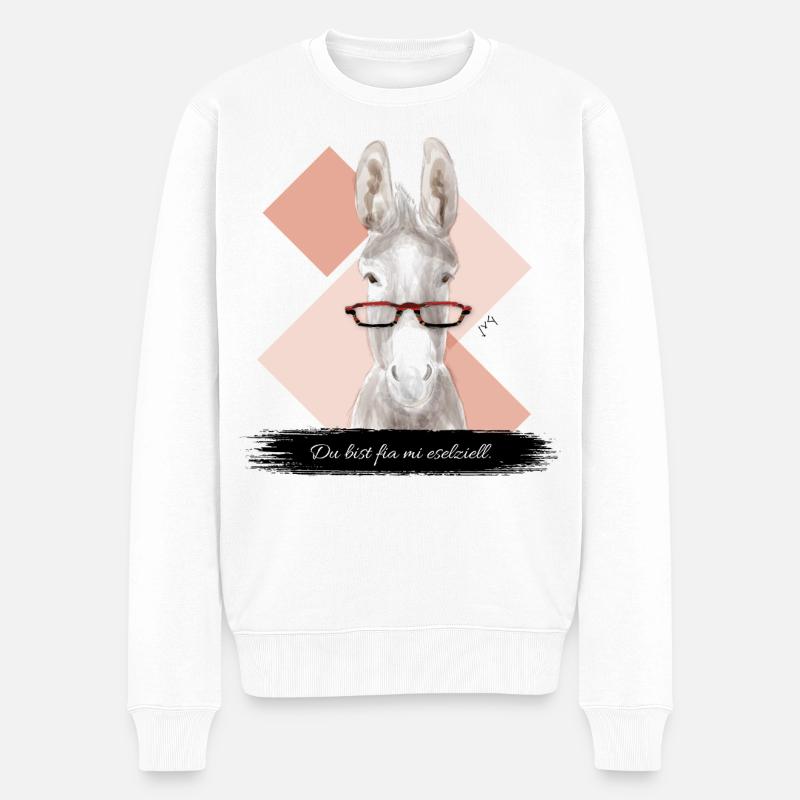JvG Esel "Du bist fia mi eselziell" - Männer Premium Bio Pullover - Weiß