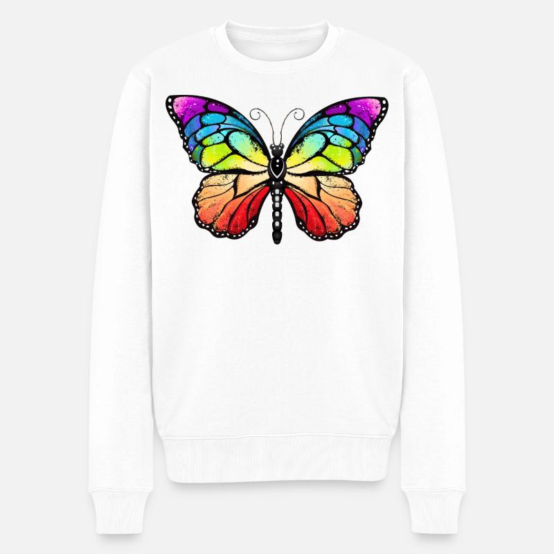 Papillon fierté arc-en-ciel - Pull Premium bio Homme - blanc