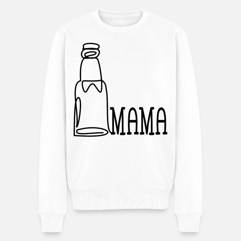 MAMA LINIENZEICHNUNG BIER TRINKEN - Männer Premium Bio Pullover - Weiß