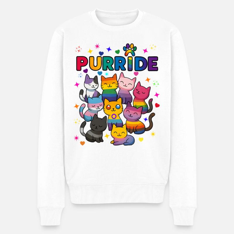 Purride Chats LGBT - Pull Premium bio Homme - blanc