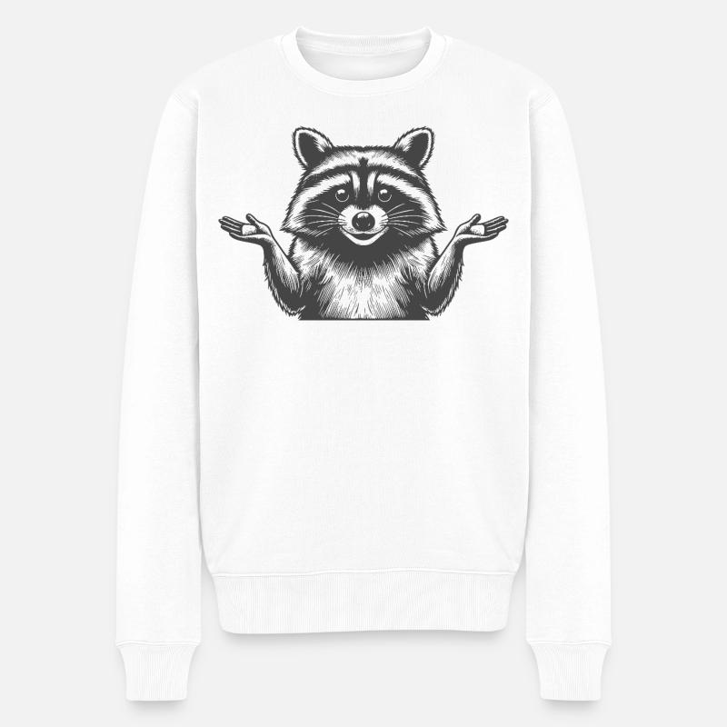 Waschbär  - Männer Premium Bio Pullover - Weiß