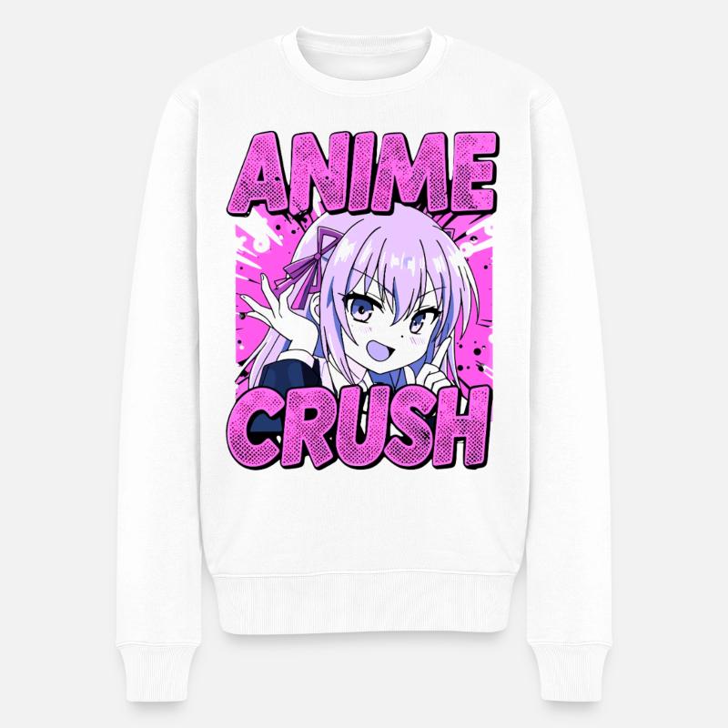 ANIME CRUSH - Pink Manga Otaku Vibes - Männer Premium Bio Pullover - Weiß