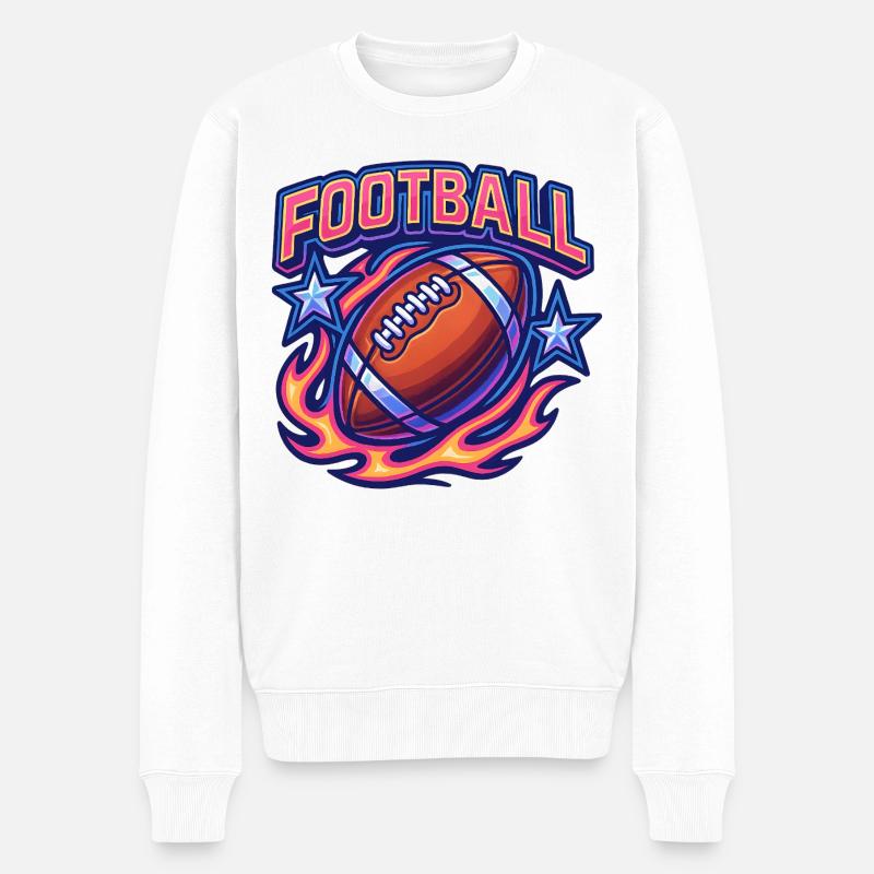 Lebendige Football-Design mit Flammen - Männer Premium Bio Pullover - Weiß