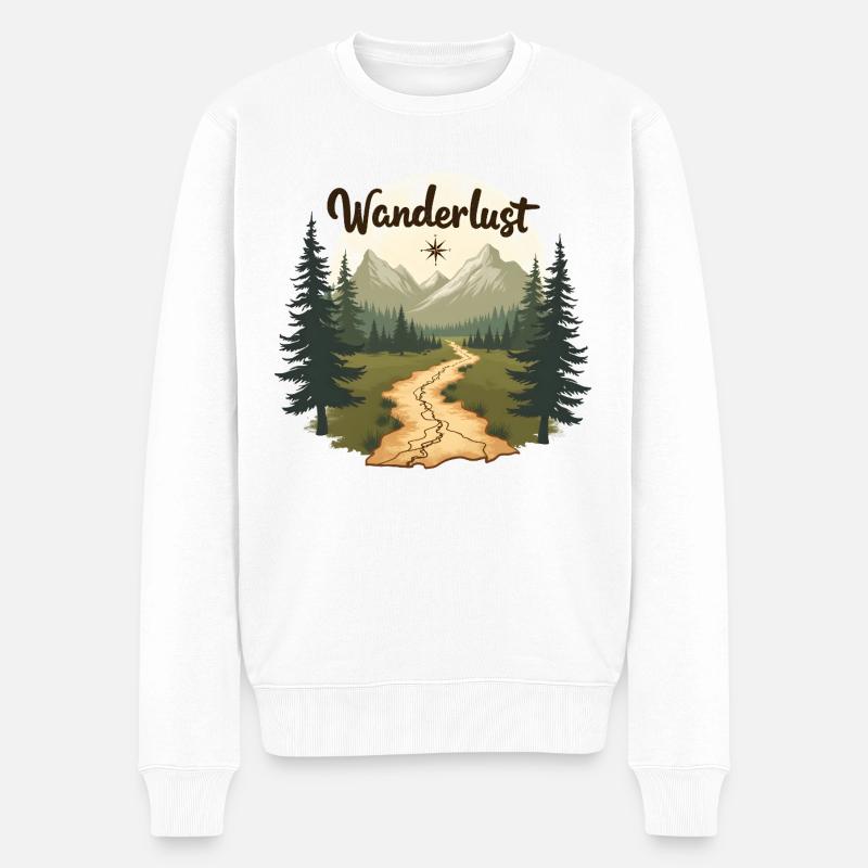 Wanderlust Wandern - Männer Premium Bio Pullover - Weiß