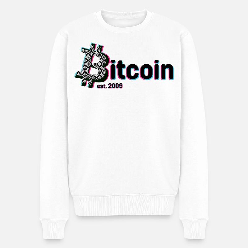 Bitcoin est 2009 PopArt - Männer Premium Bio Pullover - Weiß