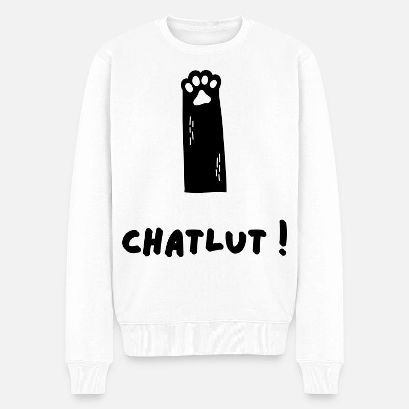 Die Katze, die Chatlut sagt - Männer Premium Bio Pullover - Weiß