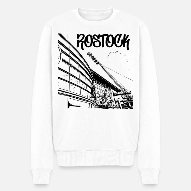 Rostock Stadionblick - Männer Premium Bio Pullover - Weiß