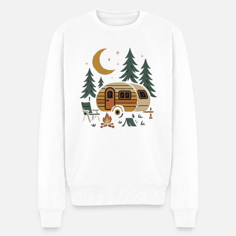 Conception de scène de camping nocturne - Pull Premium bio Homme - blanc