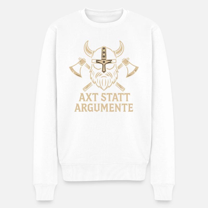 Viking Axt statt Argumente - Männer Premium Bio Pullover - Weiß