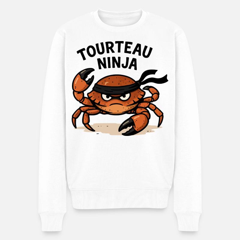 Ninja-Krabbe - Männer Premium Bio Pullover - Weiß