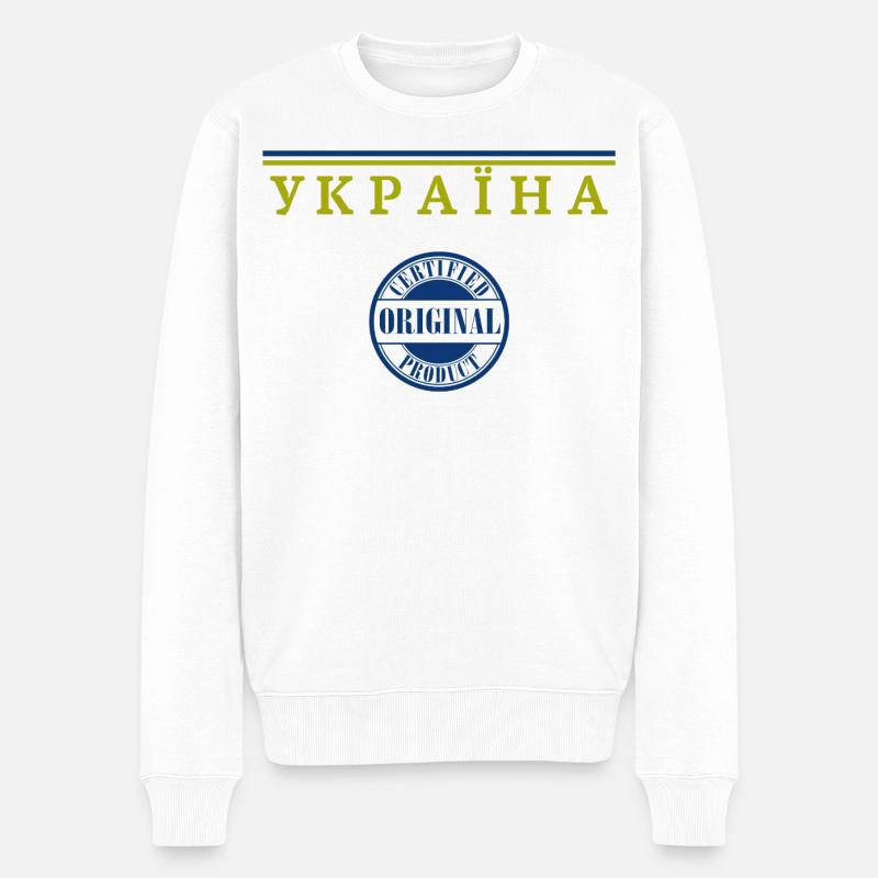 Fierté ukrainienne, drapeau ukrainien - Pull Premium bio Homme - blanc