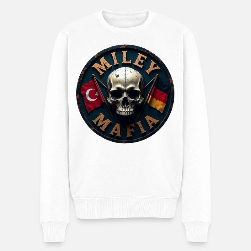 Militärischer Skull mit Flaggen - Männer Premium Bio Pullover - Weiß