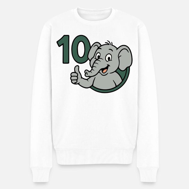 Rüsselpower mit 10 - Männer Premium Bio Pullover - Weiß