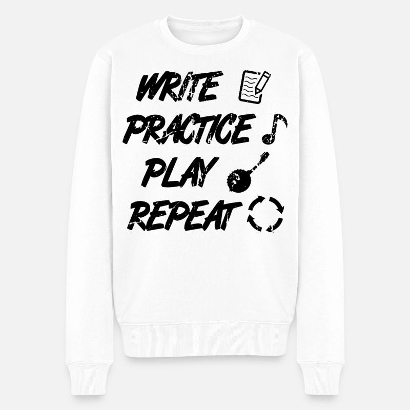 Write Practice Play Repeat - Männer Premium Bio Pullover - Weiß