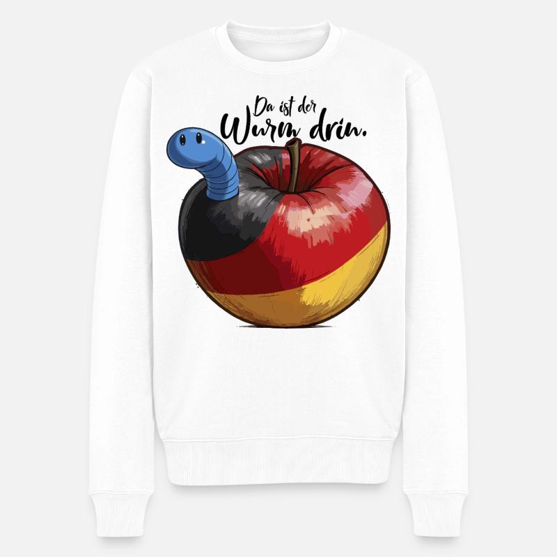 In Deutschland ist der blaue Wurm im Apfel Fck afd - Männer Premium Bio Pullover - Weiß