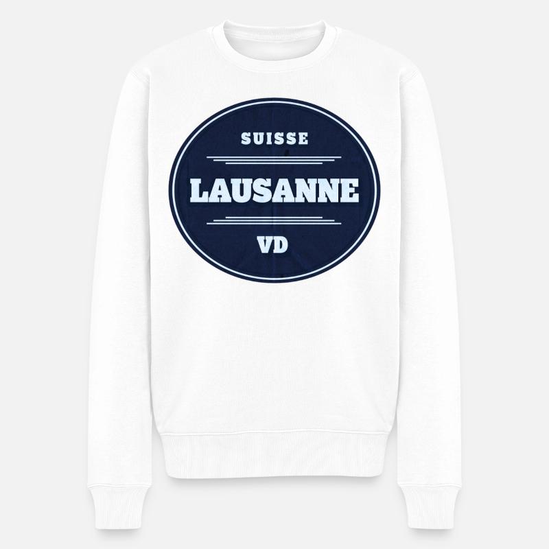 Insigne circulaire VD de Lausanne Bleu - Pull Premium bio Homme - blanc