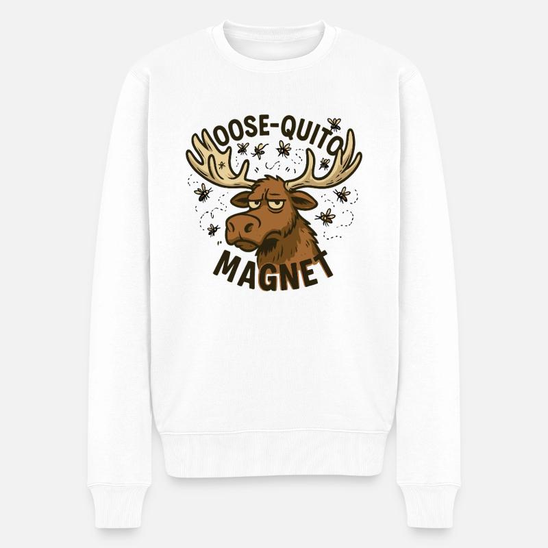 Elch Quittin Magnet Design - Männer Premium Bio Pullover - Weiß