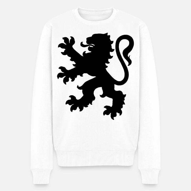 Löwe - Männer Premium Bio Pullover - Weiß