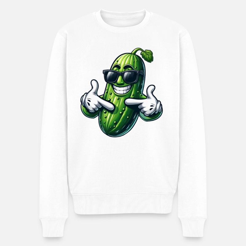 Coole Gurke mit Sonnenbrille Sommerstyle Eitelkeit - Männer Premium Bio Pullover - Weiß