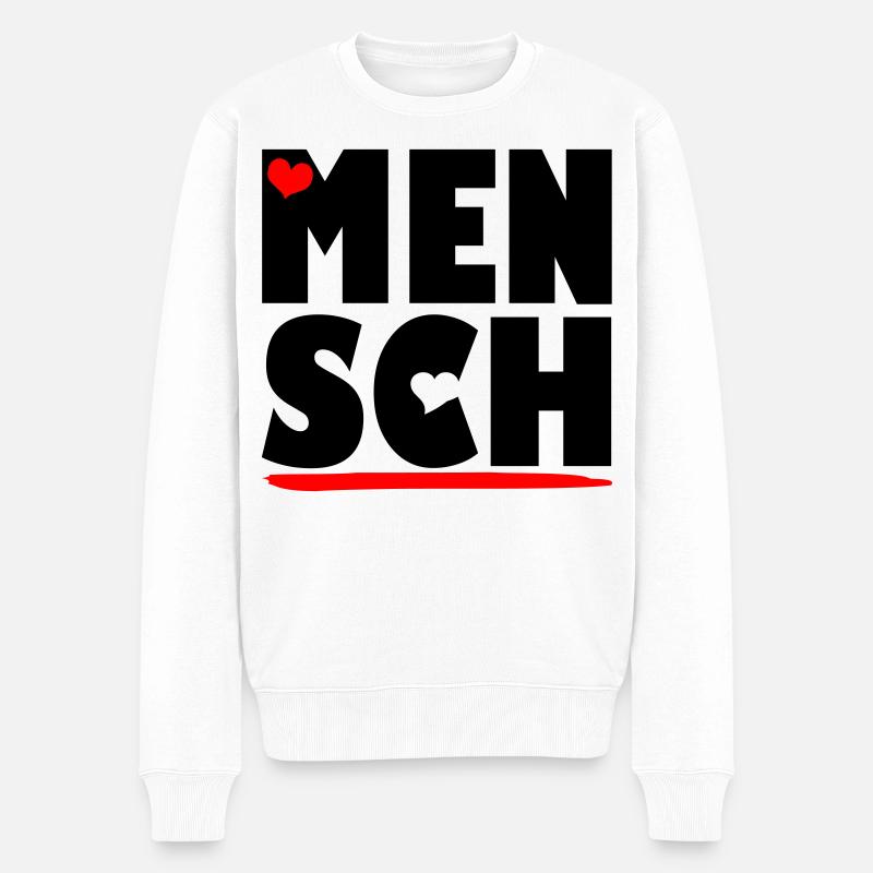 MENSCHLICHKEIT - Männer Premium Bio Pullover - Weiß