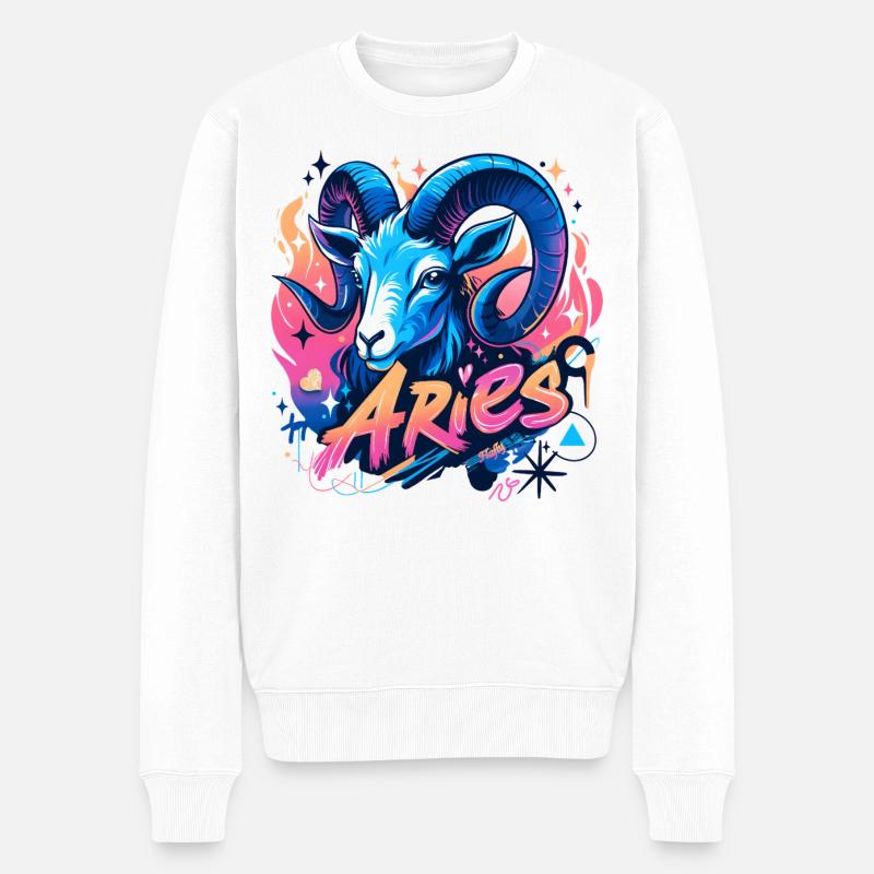 Widder – Sternzeichen – 🔮 ♈ - Männer Premium Bio Pullover - Weiß