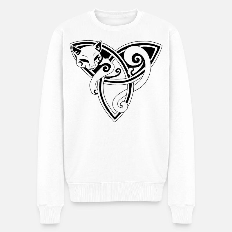 Le chat celte se repose (noir) - Pull Premium bio Homme - blanc