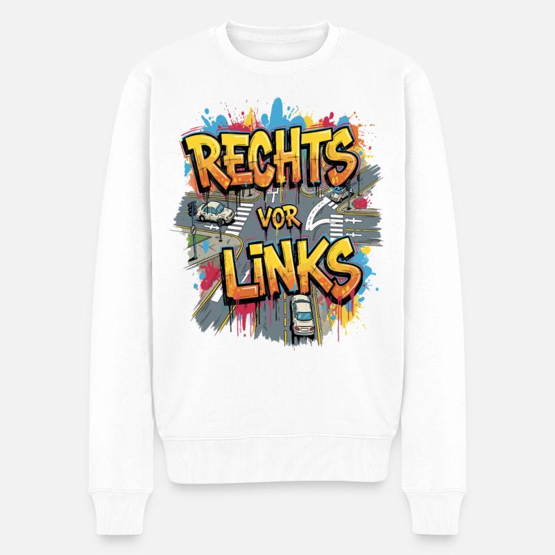 Droite avant gauche - Style graffiti - Pull Premium bio Homme - blanc
