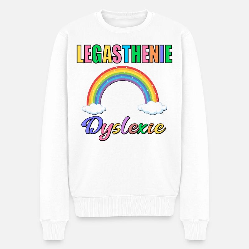 LEGASTHENIE DYSLEXIE REGENBOGEN - Männer Premium Bio Pullover - Weiß