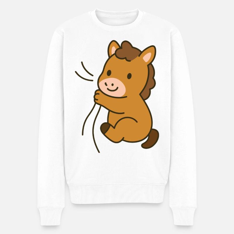 Eingekuscheltes Fohlen - Männer Premium Bio Pullover - Weiß