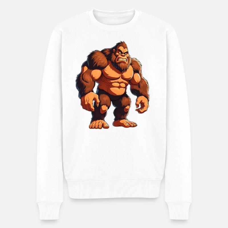 Grimmiger Gorilla-Krieger Illustration - Männer Premium Bio Pullover - Weiß