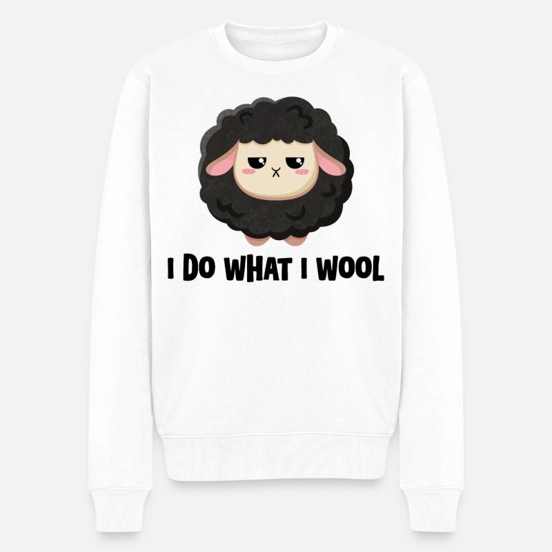 Süßes schwarzes Schaf grummelig mit Spruch - Männer Premium Bio Pullover - Weiß