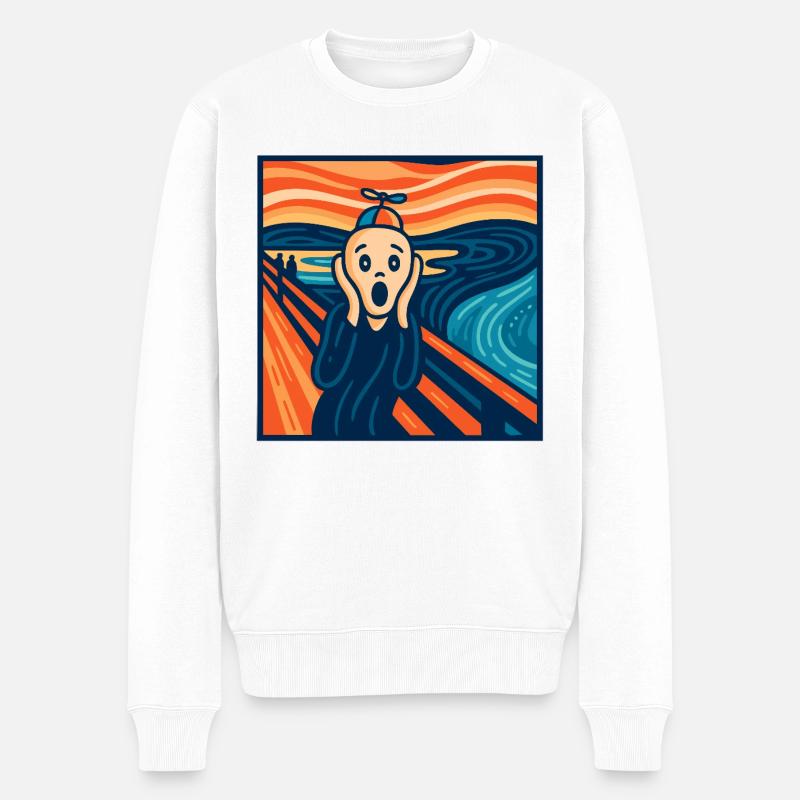 Der (fast) heitere Scream - Männer Premium Bio Pullover - Weiß