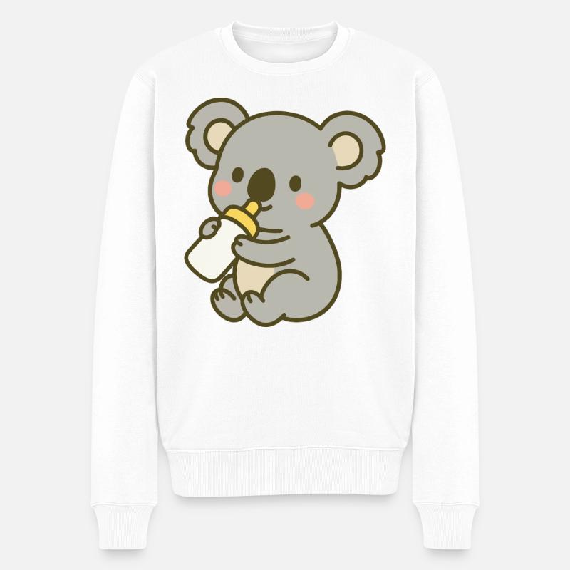 Koala câlin avec biberon - Pull Premium bio Homme - blanc