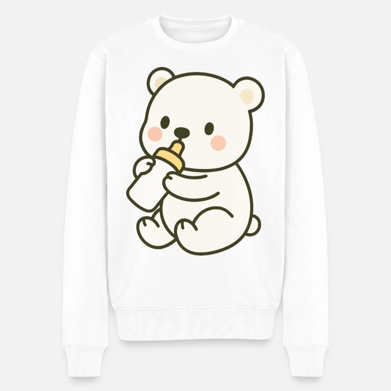 Milchzeit im Eis - Männer Premium Bio Pullover - Weiß